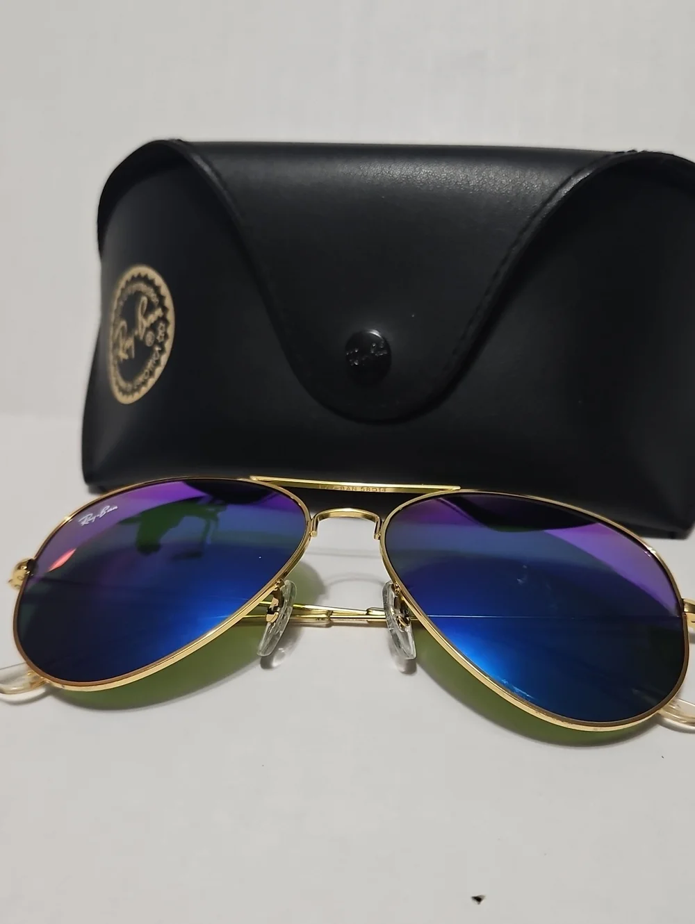 Ray-Ban RB3025 Men’s Gold Aviator Sunglasses W/ Blue Mirrored Lenses 58 14 130